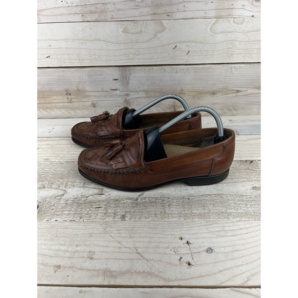 Giorgio Brutini Mens 8.5 Leather Patchwork Loafer Tassel Shoes 014-3600 Brown - Picture 3 of 8